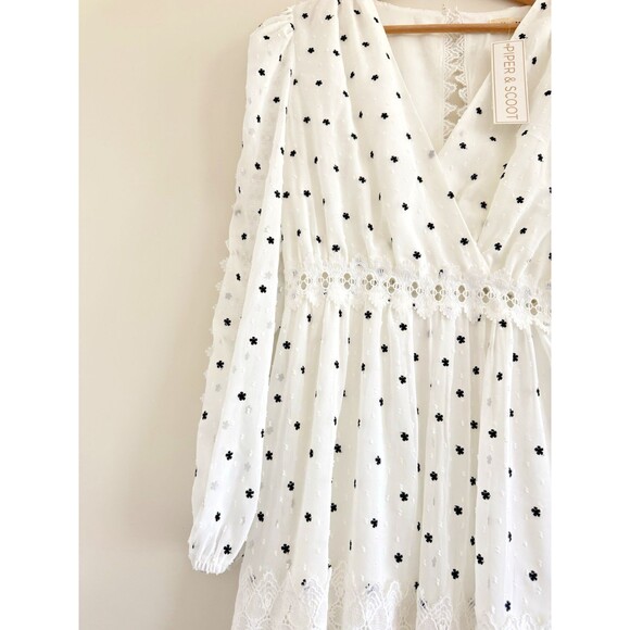 Just Me White and Black Tiered boho chic Ruffled maxi Sundress romantic size M - Picture 4 of 16